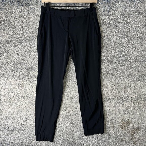 Theory Pants Womens 0 Black Sienna Priceless Ankle Trousers Stretch Made in USA - Picture 1 of 8